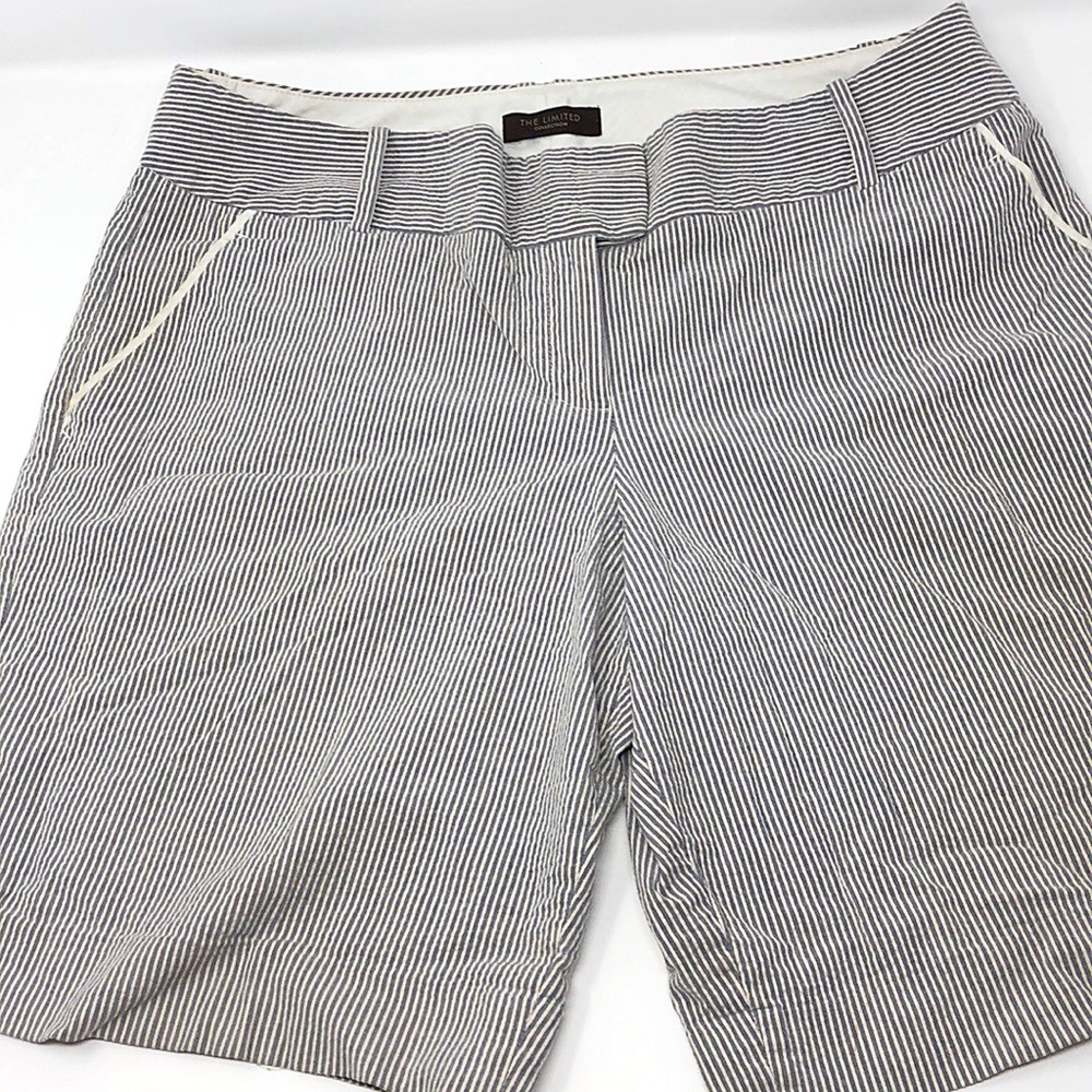 Blue-gray seersucker shorts